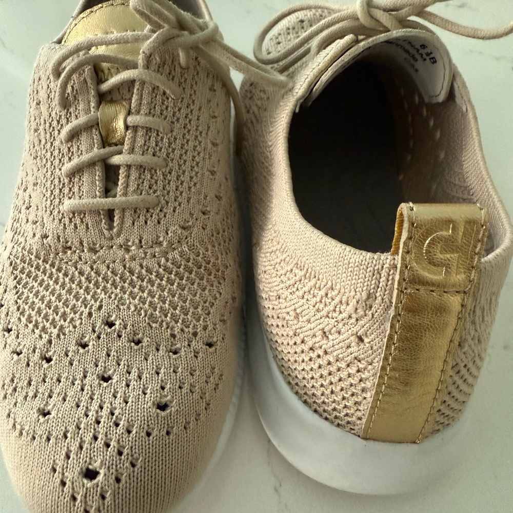 COLE HAAN Beige tan knit Sneakers zerogrand OXFORD stitchlight Merritt shoes 6.5 - Picture 5 of 7